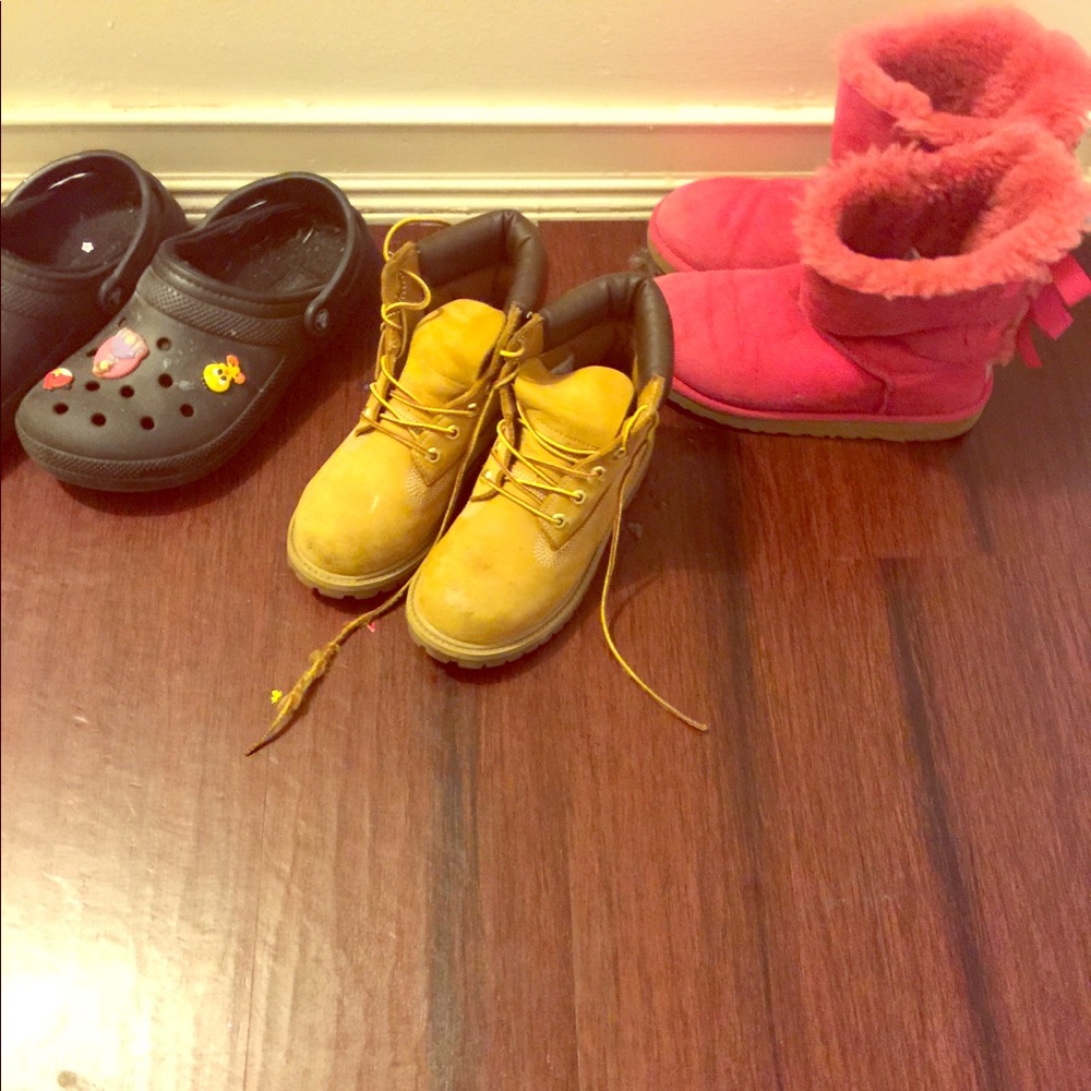 Crocs, timberlands, uggs